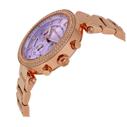 Michael Kors Parker Purple Dial Rose Gold Steel Strap Watch for Women - MK6169