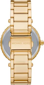 Michael Kors Parker Mother of Pearl White Dial Gold Steel Strap Watch For Women - MK4693