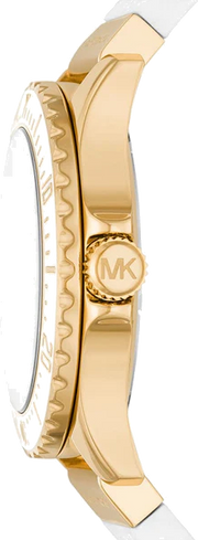 Michael Kors Everest Analog Gold Dial White Silicone Strap Watch For Women - MK7357