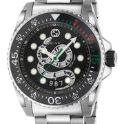 Gucci Dive Snake Black Dial Silver Steel Strap Watch For Men - YA136218
