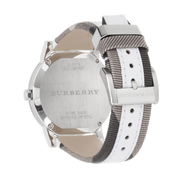 Burberry The City Silver Dial White Leather Strap Watch for Women - BU9019