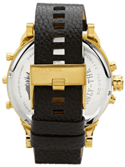 Diesel Mr Daddy Chronograph Black Dial Black Leather Strap Watch For Men - DZ7371