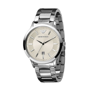 Emporio Armani Classic Quartz White Dial Silver Steel Strap Watch For Men - AR2431