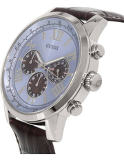Guess Horizon Chronograph Analog Blue Dial Brown Leather Strap Watch For Men - W0380G6