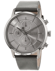 Hugo Boss Architectural Grey Dial Grey Leather Strap Watch for Men - 1513570