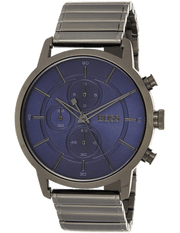 Hugo Boss Architectural Chronograph Blue Dial Grey Steel Strap Watch for Men - 1513574