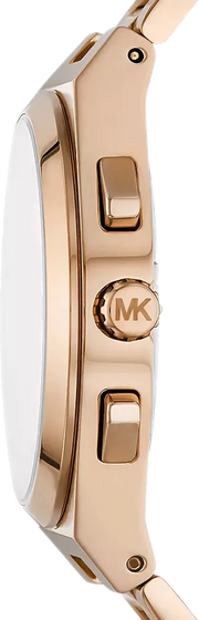 Michael Kors Lennox Chronograph Black Dial Rose Gold Steel Strap Watch For Men - MK9119