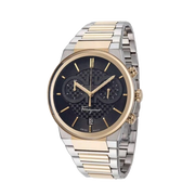 Salvatore Ferragamo F-80 Classic Black Dial Two Tone Steel Strap Watch for Men - SFME00921