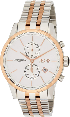 Hugo Boss Jet Chronograph Silver Dial Two Tone Steel Strap Watch for Men - 1513385