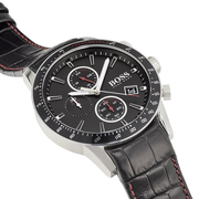 Hugo Boss Rafale Chronograph Black Dial Black Leather Strap Watch For Men - 1513390