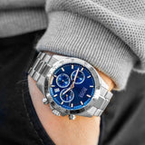 Hugo Boss Hero Sport Chronograph Blue Dial Silver Steel Strap Watch for Men - 1513755