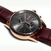 Hugo Boss Jet Chronograph Grey Dial Brown Leather Strap Watch for Men - 1513281