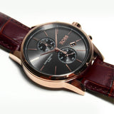 Hugo Boss Jet Chronograph Grey Dial Brown Leather Strap Watch for Men - 1513281