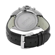 Hugo Boss Casual Chronograph Silver Dial Black Leather Strap Watch For Men - HB1512880