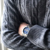 Hugo Boss Ikon Chronograph Blue Dial Silver Steel Strap Watch for Men - 1512963
