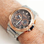 Hugo Boss Supernova Chronograph Grey Dial Silver Steel Strap Watch for Men - 1513362