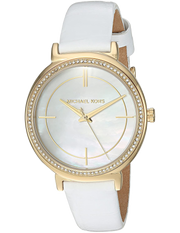 Michael Kors Cinthia Mother of Pearl Dial White Leather Strap Watch for Women - MK2662