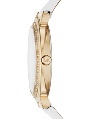 Michael Kors Cinthia Mother of Pearl Dial White Leather Strap Watch for Women - MK2662