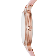 Michael Kors Cinthia Mother of Pearl Dial Pink Leather Strap Watch for Women - MK2663
