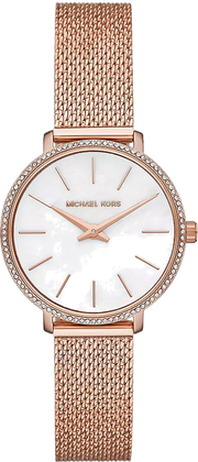 Michael Kors Pyper Quartz Mother of Pearl White Dial Rose Gold Mesh Strap Watch For Women - MK4588