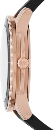 Michael Kors Runway Quartz Black Dial Black Silicone Strap Watch For Women - MK6852