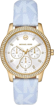 Michael Kors Tibby Multifunction White Dial Blue Leather Strap Watch For Women - MK2965
