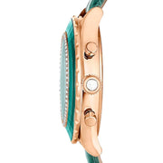Swarovski Octea Chrono Green Dial Green Leather Strap Watch for Women - 5672931