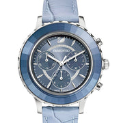 Swarovski Octea Lux Chrono Blue Dial Blue Leather Strap Watch for Women - 5580600