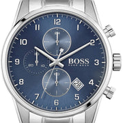 Hugo Boss Skymaster Chronograph Blue Dial Silver Steel Strap Watch for Men - 1513784
