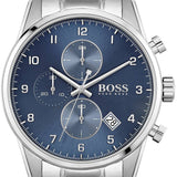 Hugo Boss Skymaster Chronograph Blue Dial Silver Steel Strap Watch for Men - 1513784