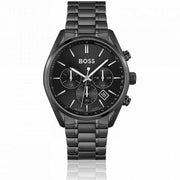 Hugo Boss Champion Chronograph Black Dial Black Steel Strap Watch for Men - 1513960
