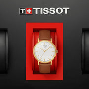 Tissot T Classic Everytime White Dial Brown Leather Strap Watch For Men - T109.410.36.031.00
