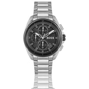 Hugo Boss Volane Chronograph Black Dial Silver Steel Strap Watch for Men - 1513949