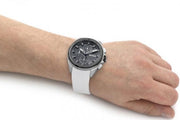Hugo Boss Volane Chronograph Grey Dial White SIlicone Strap Watch for Men - 1513948