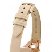 Emporio Armani Chiara Quartz Crystals White Dial Rose Gold Leather Strap Watch For Women - AR7437
