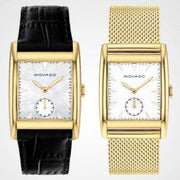 Movado Heritage Mother of Pearl White Dial Black Leather Strap Watch For Women - 3650050