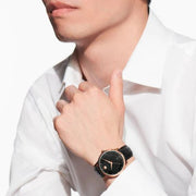 Fossil The Minimalist Black Dial Black Leather Strap Watch for Men - FS5376