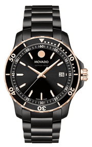 Movado 800 Series Black Dial Black Steel Strap Watch For Men - 2600162