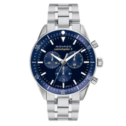 Movado Heritage Calendoplan Chronograph Blue Dial Silver Steel Strap Watch For Men - 3650124