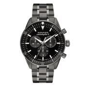 Movado Heritage Calendoplan Chronograph Black Dial Black Steel Strap Watch For Men - 3650125