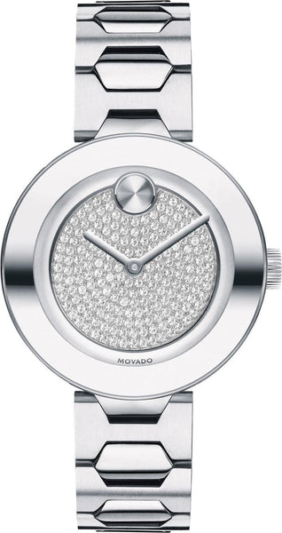 New Movado Bold Crystal Pave Silver Tone Bracelet 32mm Trend Watch 3600567 New Movado Bold Crystal Pave Silver Tone Bracelet 32mm Trend  main image 2