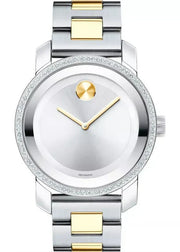 Movado Bold Diamonds Silver Dial Two Tone Steel Strap Watch for Women - 3600451