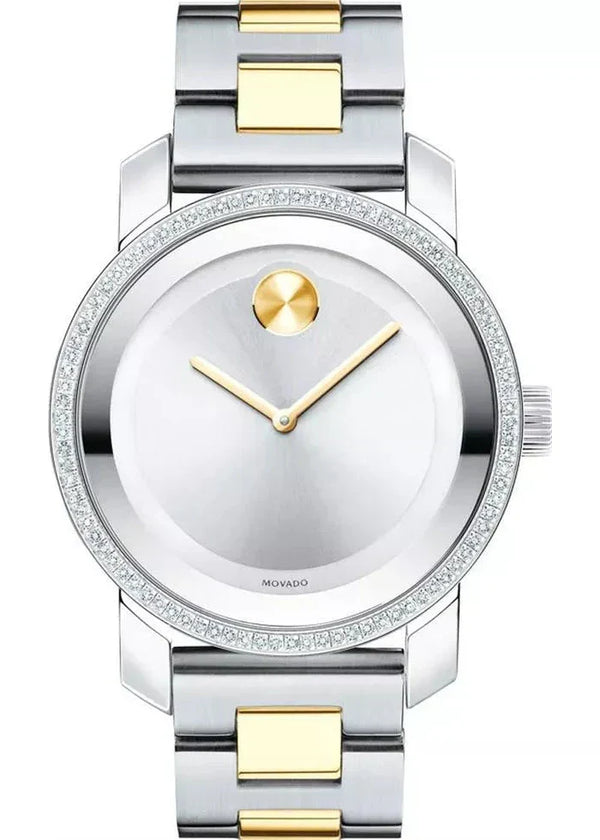 Movado Bold Diamonds Silver Dial Two Tone Steel Strap Watch for Women - 3600451