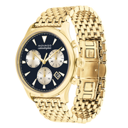 Movado Heritage Calendoplan Blue Dial Gold Steel Strap Watch for Men - 3650015