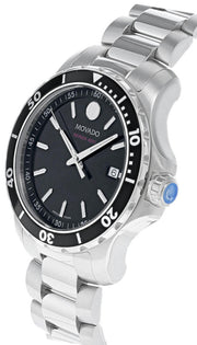 Movado Series 800 Black Dial Silver Steel Strap Watch For Men - 2600135