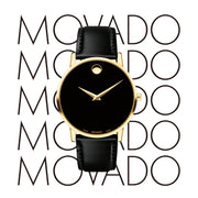 Movado Museum Classic Black Dial Black Leather Strap Watch For Women - 0606877