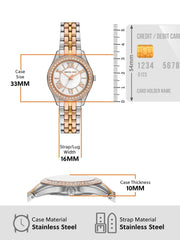 Michael Kors Harlowe Three-Hand Mother of Pearl White Dial Tri Tone Steel Strap Watch for Women - MK4846