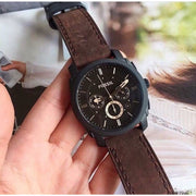 Fossil Machine Flight Chronograph Brown Dial Brown Leather Strap Watch for Men - FS4656