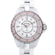 Chanel J12 Quartz Diamonds Ceramic White Dial White Steel Strap Watch for Women - J12 H4466