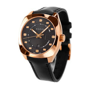 Gucci GG2570 Quartz Black Dial Black Leather Strap Watch For Men - YA142309